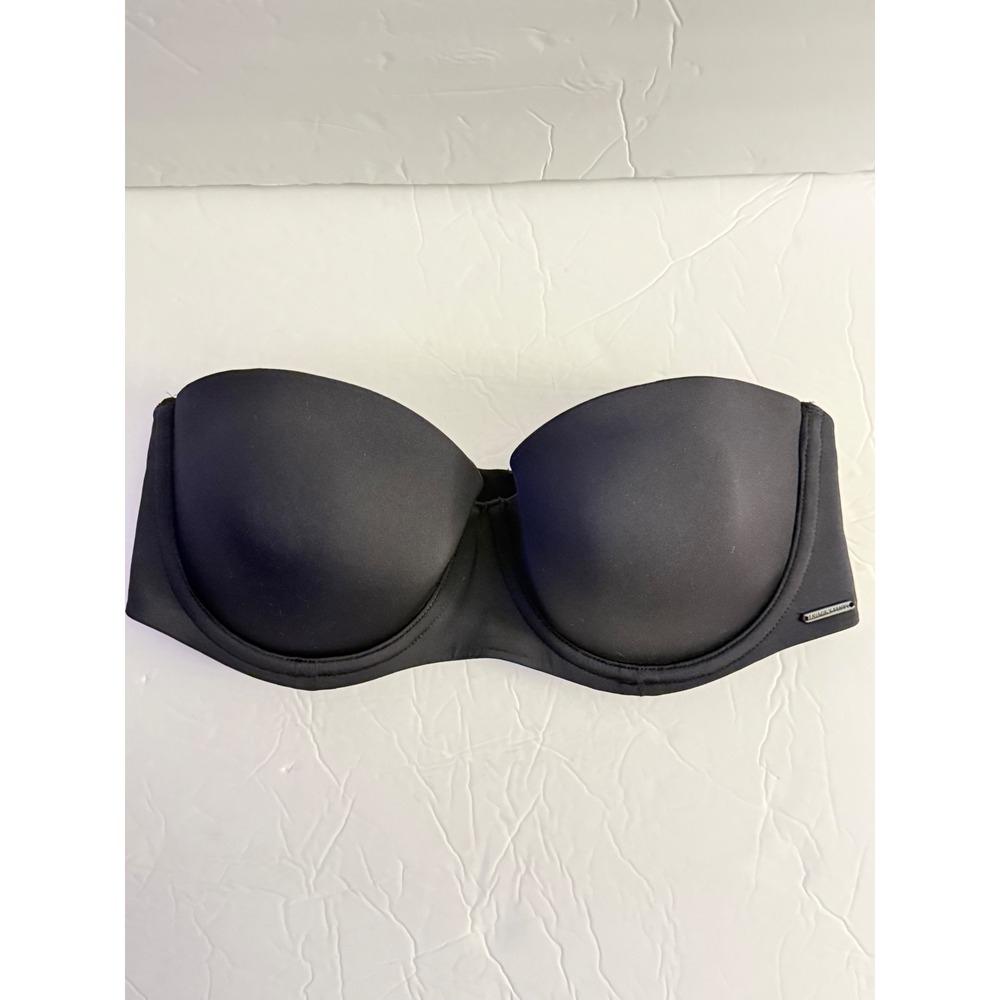 Savage X Fenty Black Strapless Underwire Bra 36C Molded Cup Stay Put Silicone